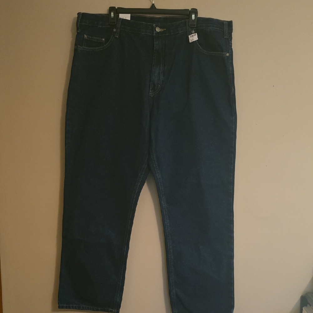 New Full Blue Men's Size 42 X 30 Relaxed Fit Dark‎ Wash Classic Jean All Cotton